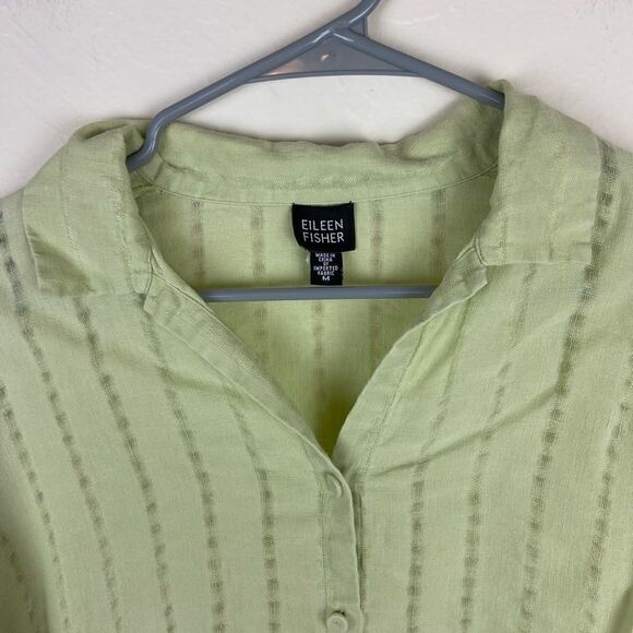 Eileen Fisher Linen Button-Up Top - Light Green - Picture 6 of 6